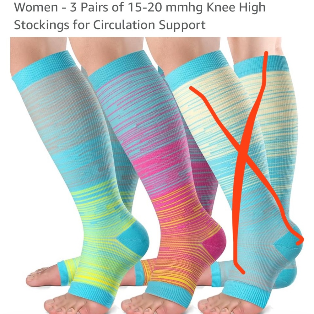Open toe compression socks 3x